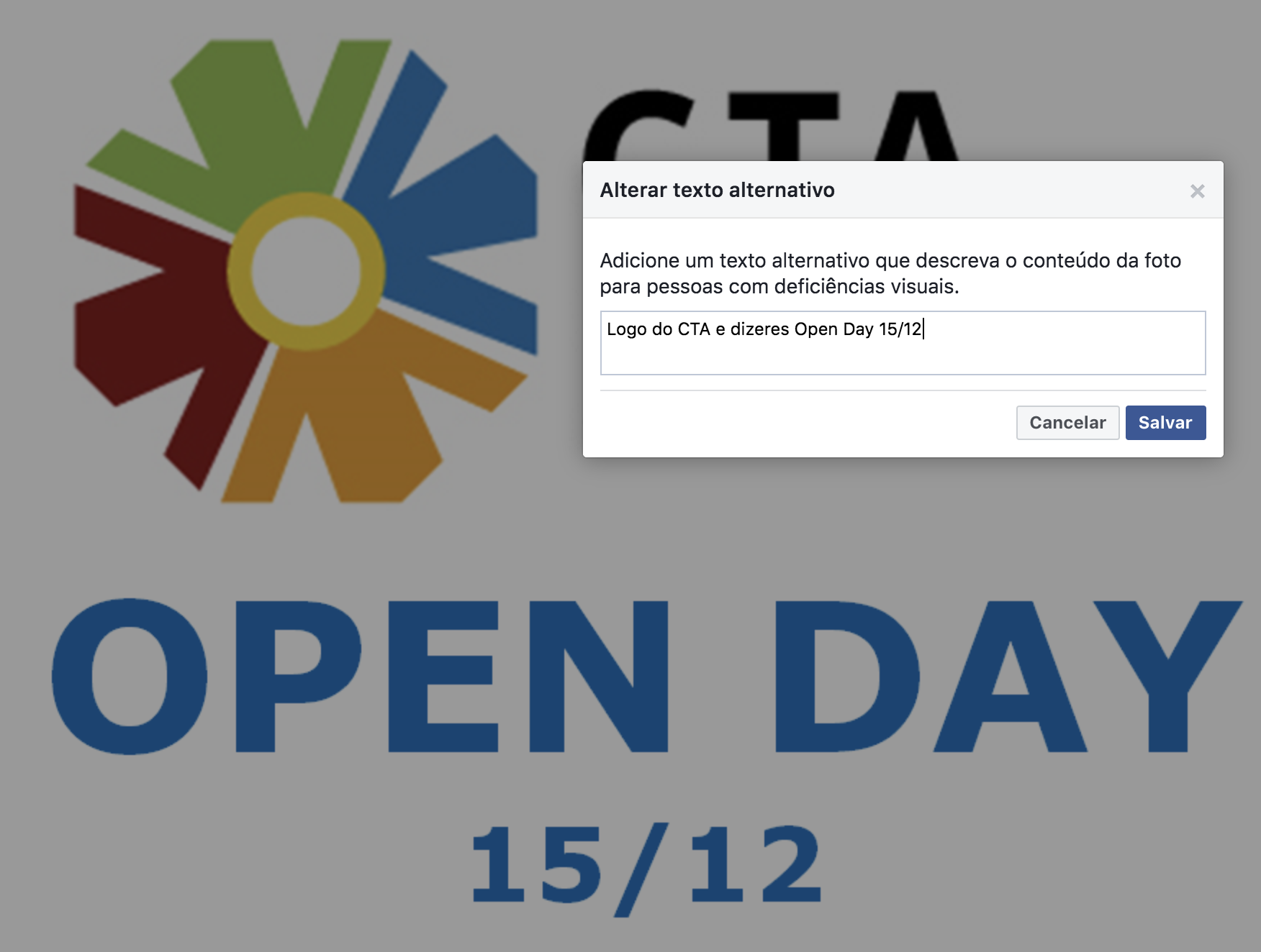 imagem aberta e sobre ela a caixa de texto alternativo com a descri&ccedil;&atilde;o inserida dentro dela